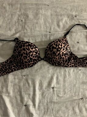 Victoria's Secret Leopard Print Push-Up Bombshell Bra - Brown/Black
